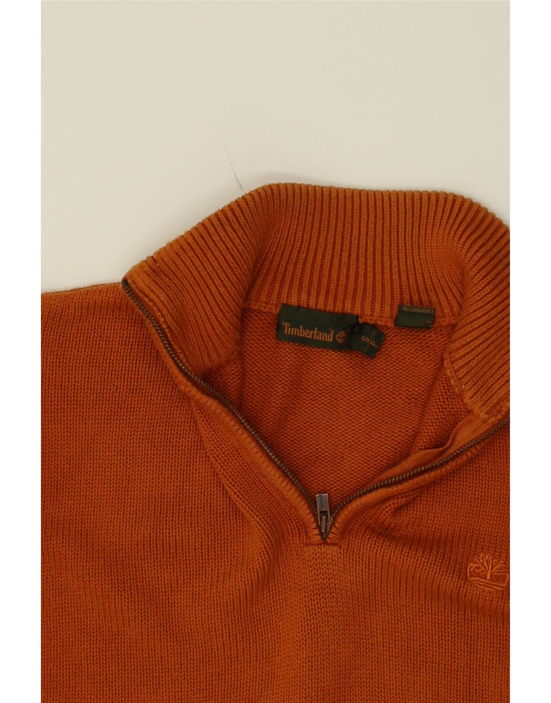 TIMBERLAND Mens Zip Neck Jumper Sweater Small Brown Cotton Vintage Timberland and Second-Hand Timberland from Messina Hembry 