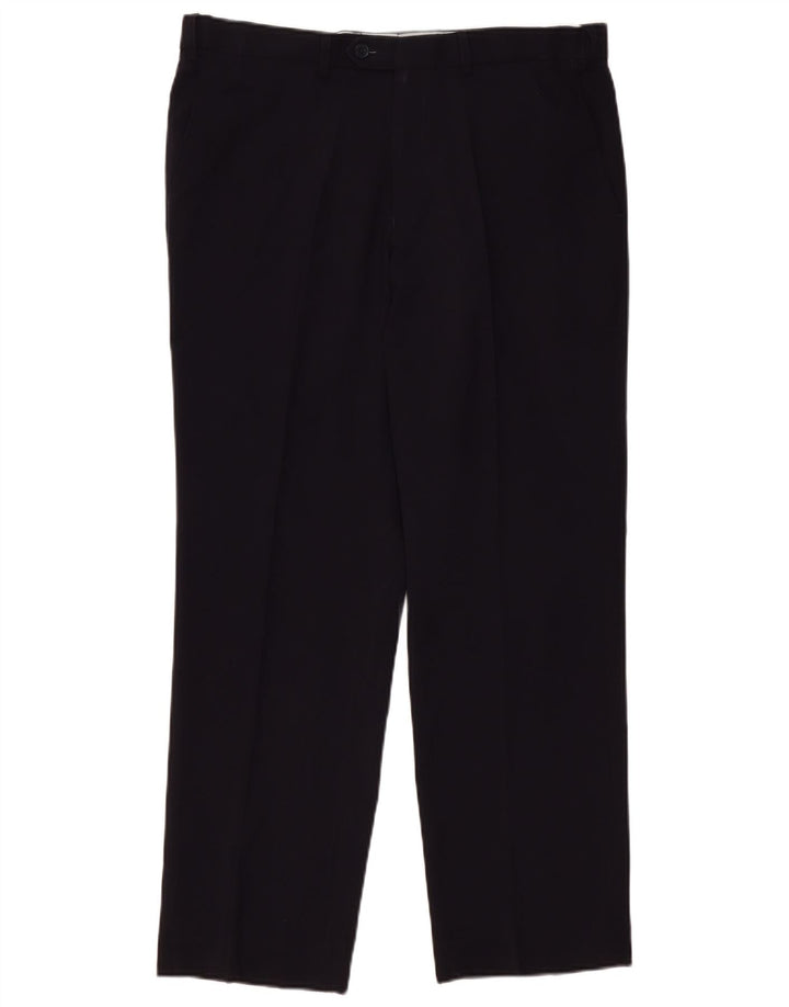 Marks & Spencer Straight Chino-bukser til mænd W36 L31 Marineblå polyester