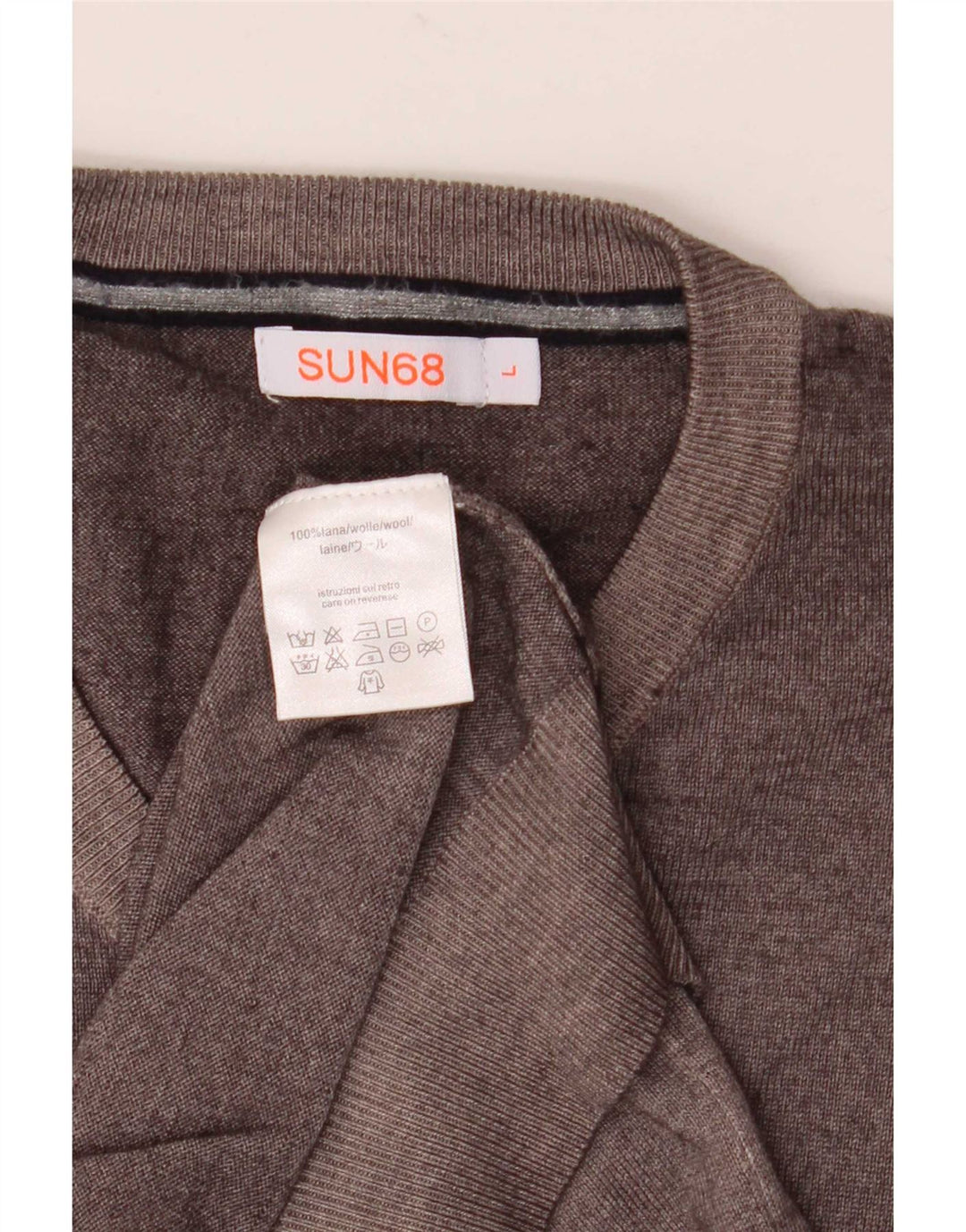 Sun68 Herre V-hals sweater Stor grå uld