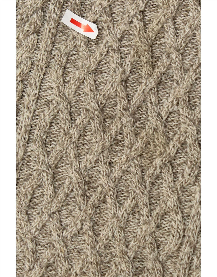 Zara Herre Sjal Hals Jumper Sweater Medium Beige Flecked Acryl