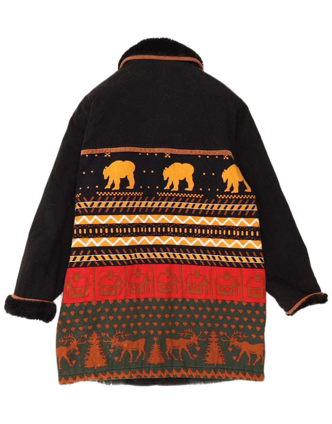 Ny hurtig dameoverfrakke UK 16 Large Black Fair Isle