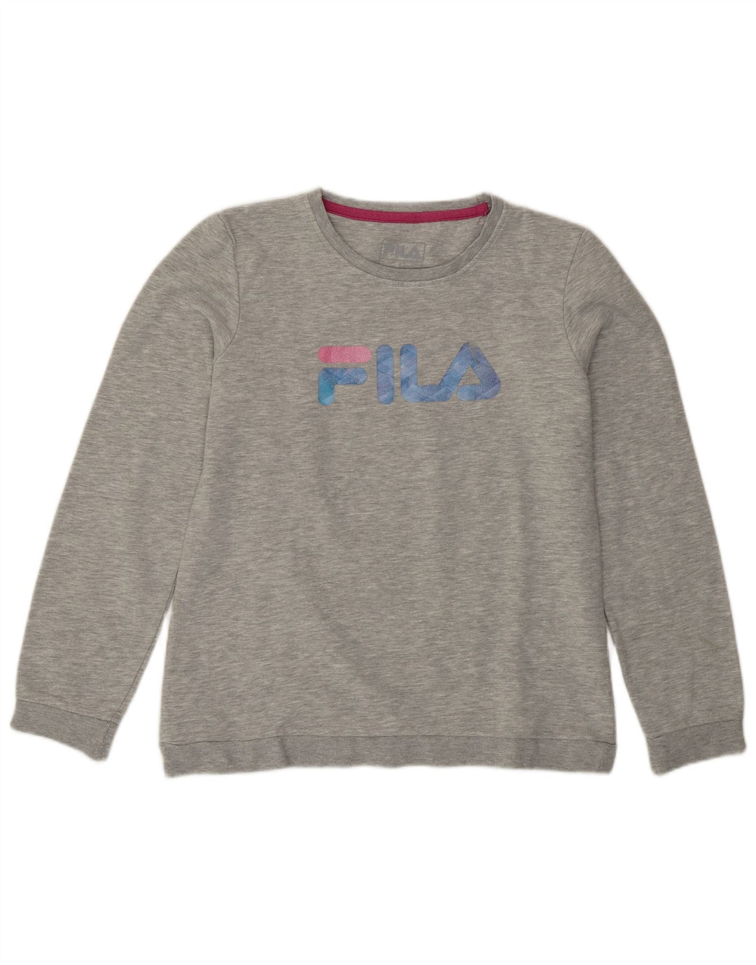 Fila Dame Grafisk Sweatshirt Jumper UK 16 Stor Grå Bomuld