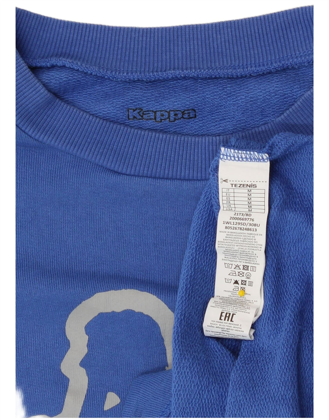 Kappa Womens Oversized Crop Graphic Sweatshirt Jumper UK 14 Medium Blue