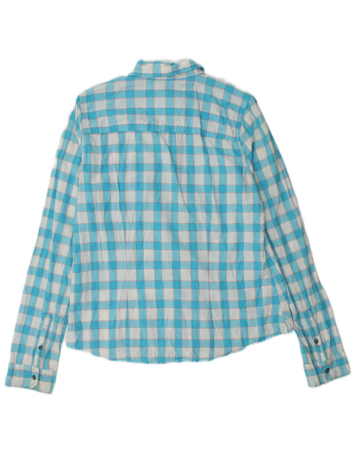 Hollister Dameskjorte UK 12 Medium Blue Gingham Cotton