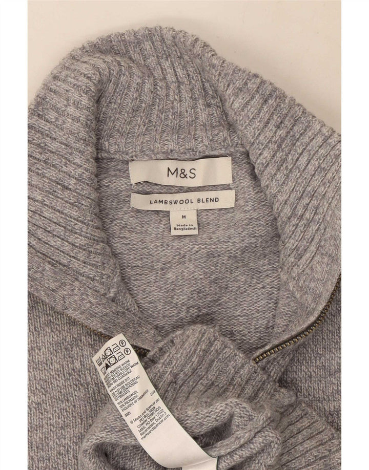 Marks & Spencer Herre sweater med lynlåshals mellemgrå uld