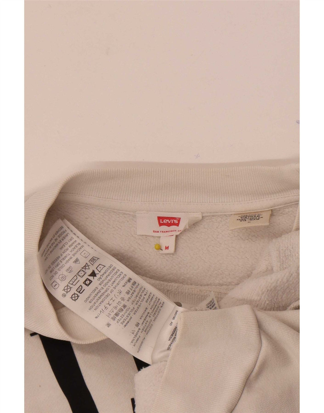 Levi's Womens Crop Graphic Oversized Sweatshirt Jumper UK 14 Medium White