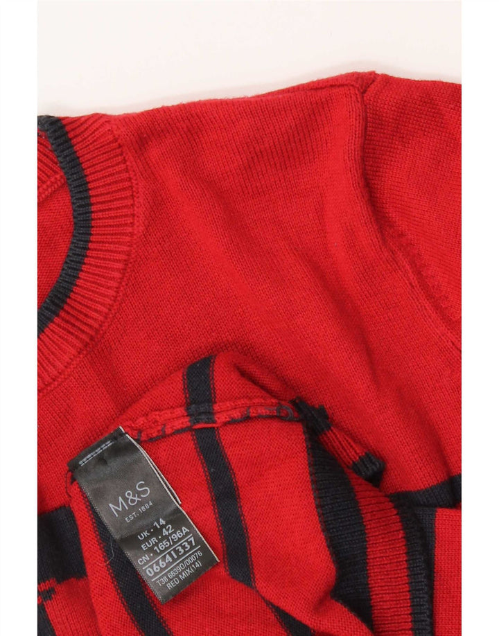 Marks & Spencer Dame sweater med rund hals DK 14 Stor rød stribet