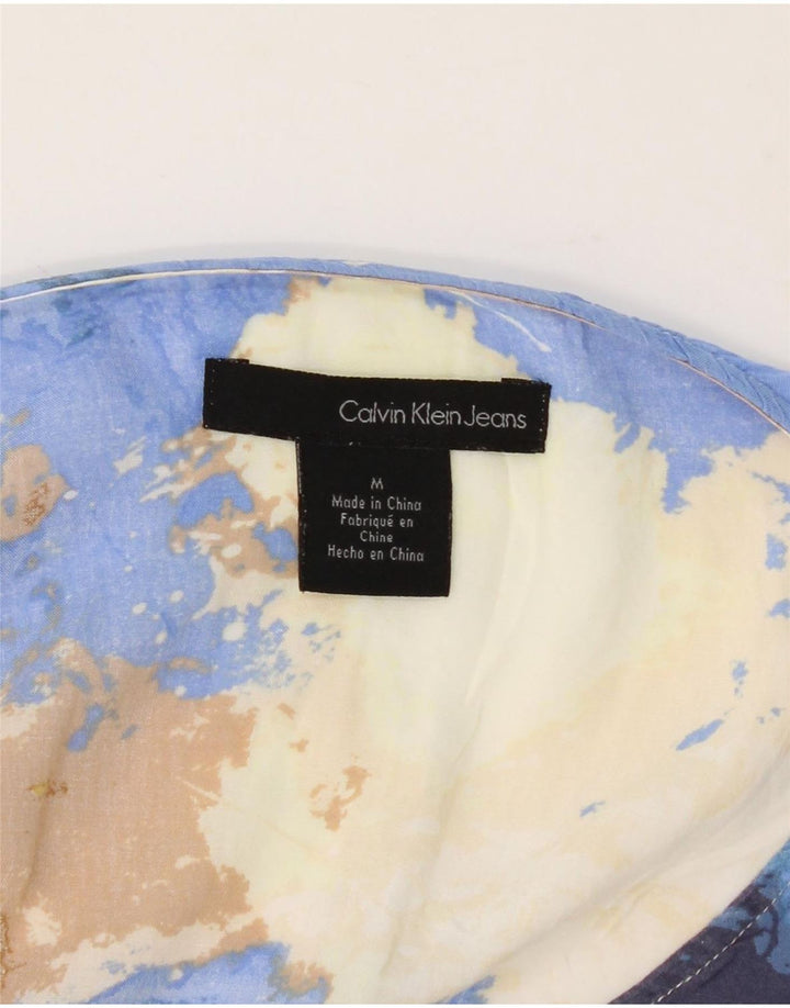 CALVIN KLEIN JEANS Womens Blouse Top UK 14 Medium Blue Colourblock Viscose Vintage Calvin Klein Jeans and Second-Hand Calvin Klein Jeans from Messina Hembry 