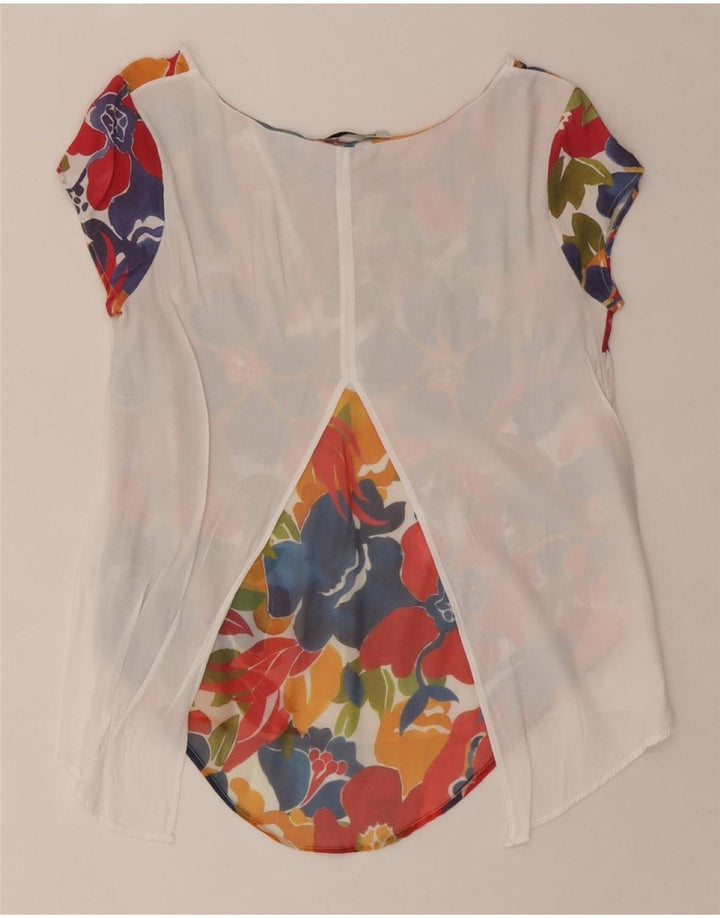 DESIGUAL Womens Blouse Top UK 10 Small Multicoloured Floral Viscose Vintage Desigual and Second-Hand Desigual from Messina Hembry 