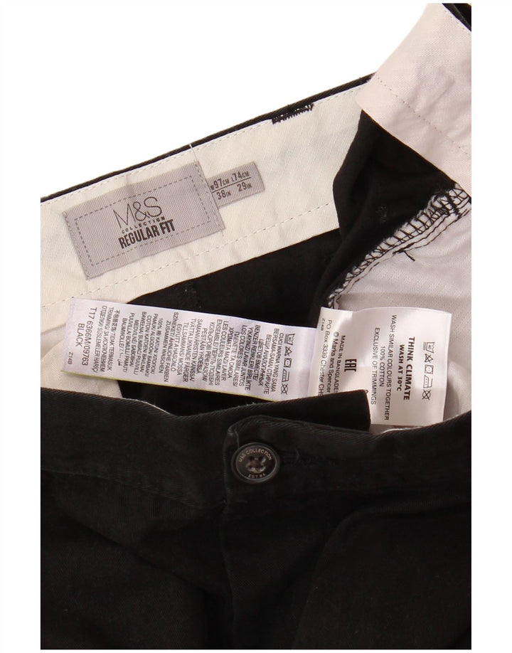 MARKS & SPENCER Herre Regular Fit Straight Chino Bukser W38 L29 Sort