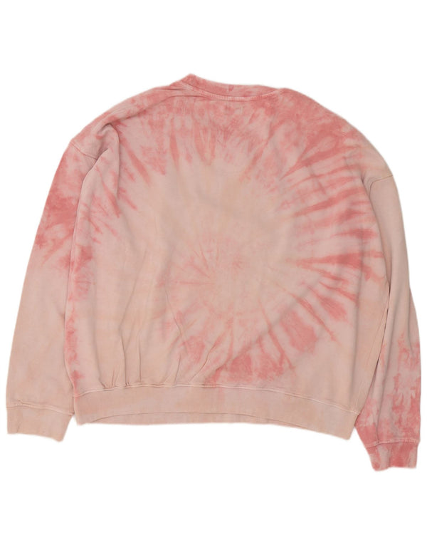 Saltrock Womens Oversized Sweatshirt Jumper UK 14 Large Pink Tie Dye Cotton
