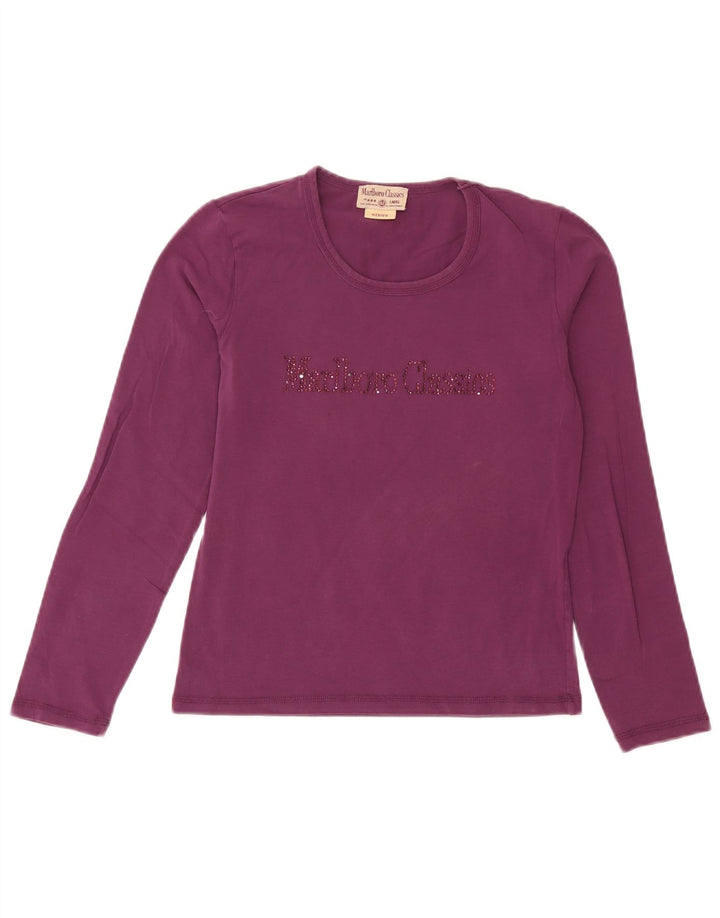 Marlboro Classics Dame Grafisk Top Langærmet UK 12 Medium Lilla