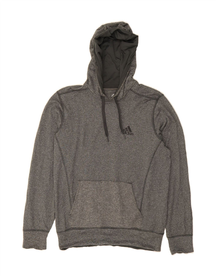 ADIDAS Mens Climawarm Hoodie Jumper Small Grey Flecked Polyester Vintage Adidas and Second-Hand Adidas from Messina Hembry 