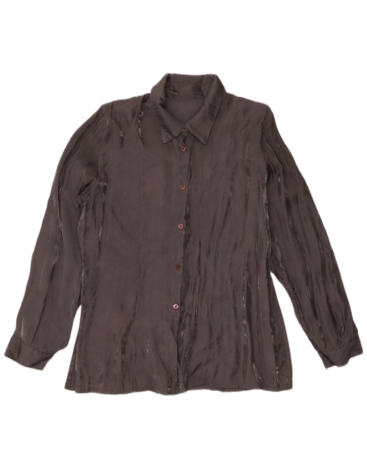 Vintage dameskjorte bluse UK 18 XL sort viskose