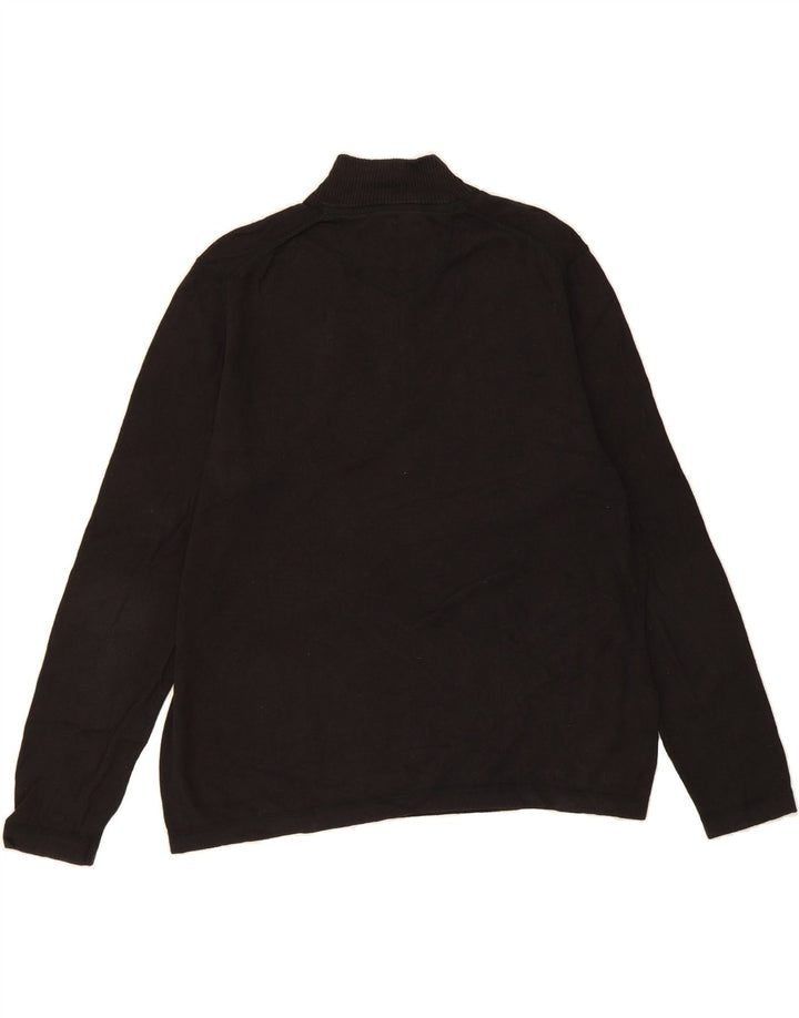 EDDIE BAUER Mens Zip Neck Jumper Sweater XL Black Cotton Vintage Eddie Bauer and Second-Hand Eddie Bauer from Messina Hembry 