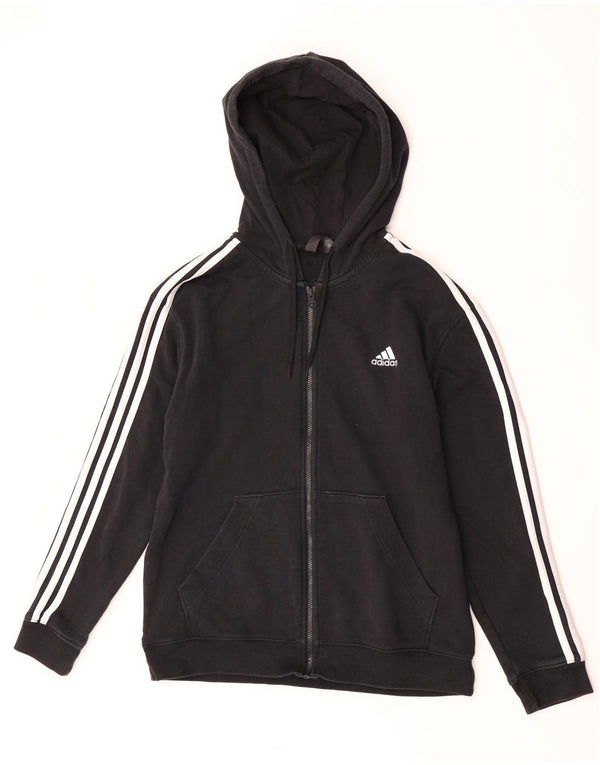 Adidas hættetrøje med lynlås til kvinder UK 12/14 Medium Sort bomuld