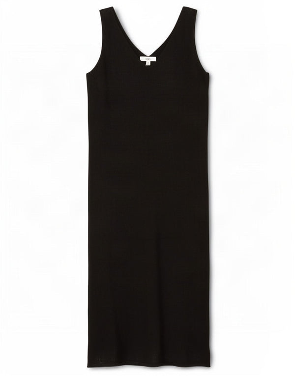 Marks & Spencer Dame Ærmeløs Shift Dress UK 10 Small Black Bomuld
