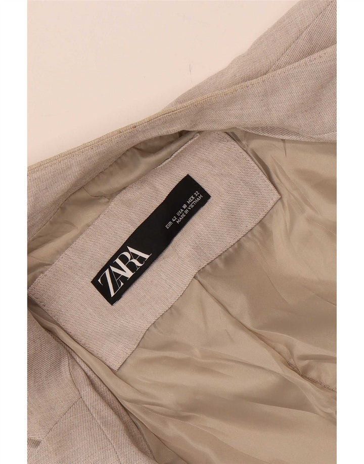Zara Dame 1 Knap Blazer Jakke EU 42 Stor Grå