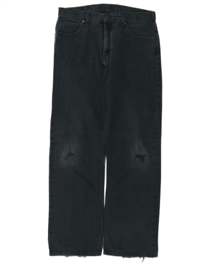 Marks & Spencer Herre Distressed Straight Jeans W34 L31 Sort Bomuld