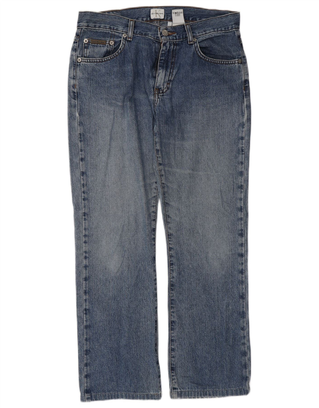 CALVIN KLEIN Dame Straight Jeans US 7 Medium W30 L28 Blå Bomuld