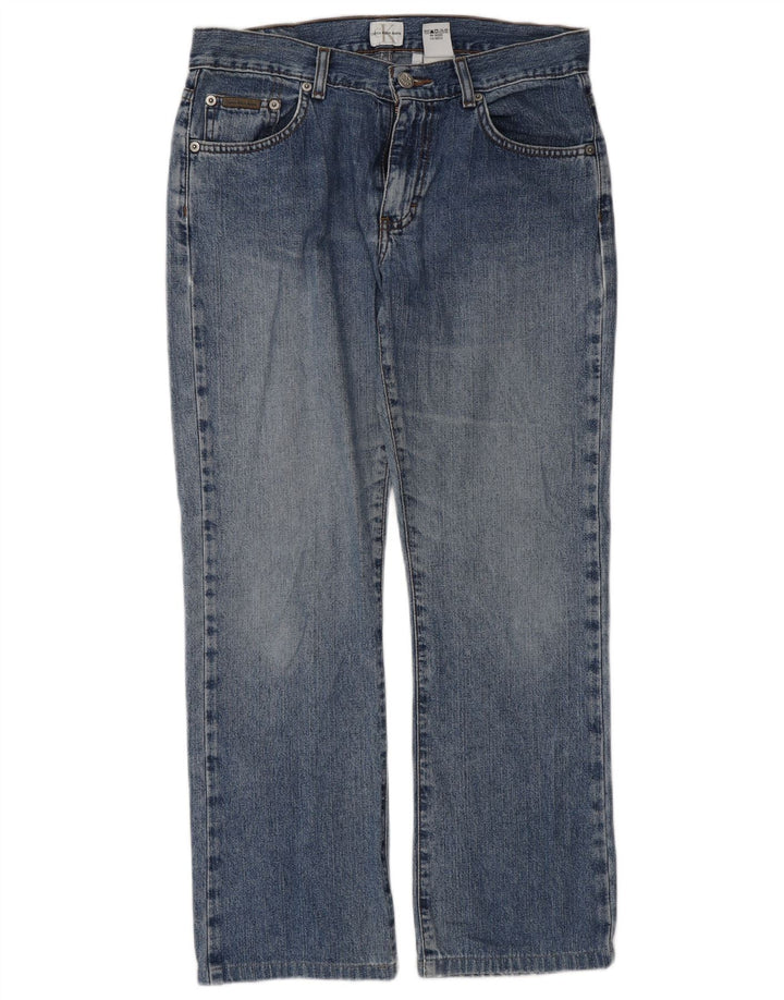 CALVIN KLEIN Dame Straight Jeans US 7 Medium W30 L28 Blå Bomuld