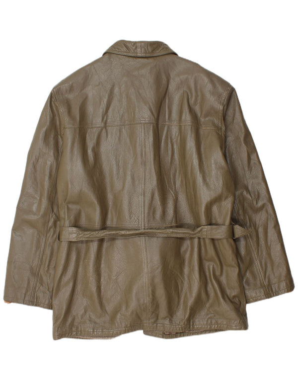 Vintage Herre Læderjakke UK 40 Stor Khaki Læder