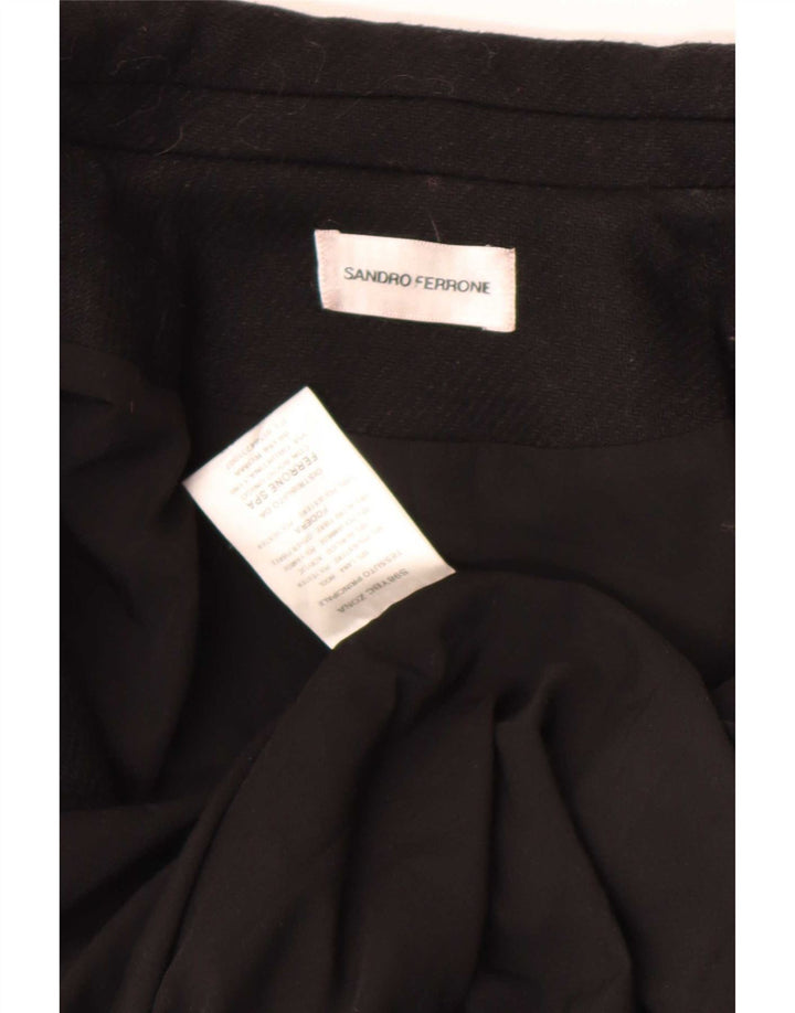 Sandro Ferrone Dame Overfrakke UK 12 Medium Sort Uld