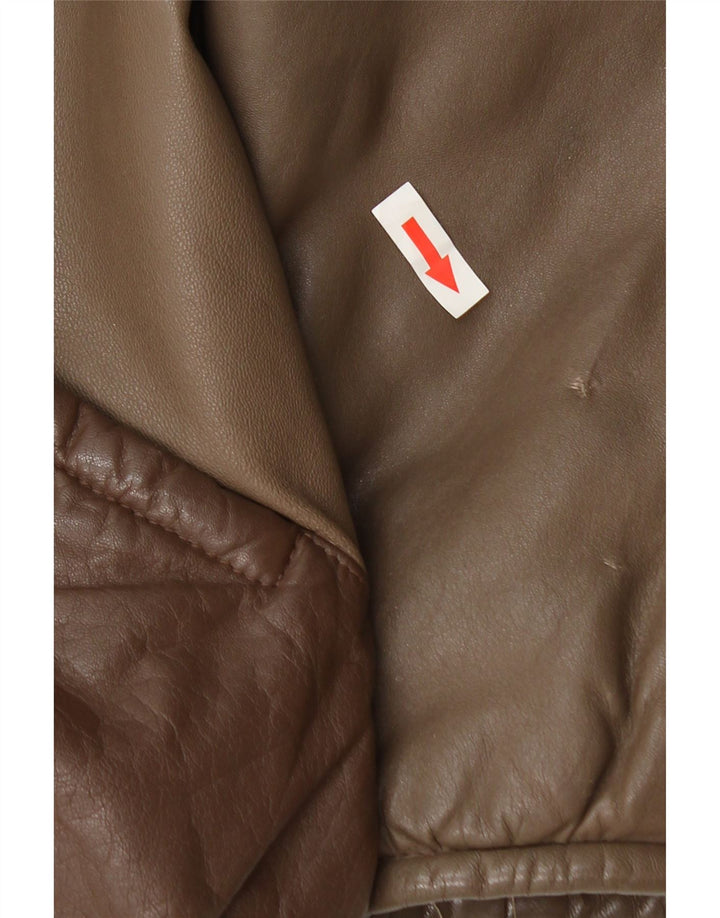 Vintage læderjakke til kvinder UK 14 Medium Brown Colourblock