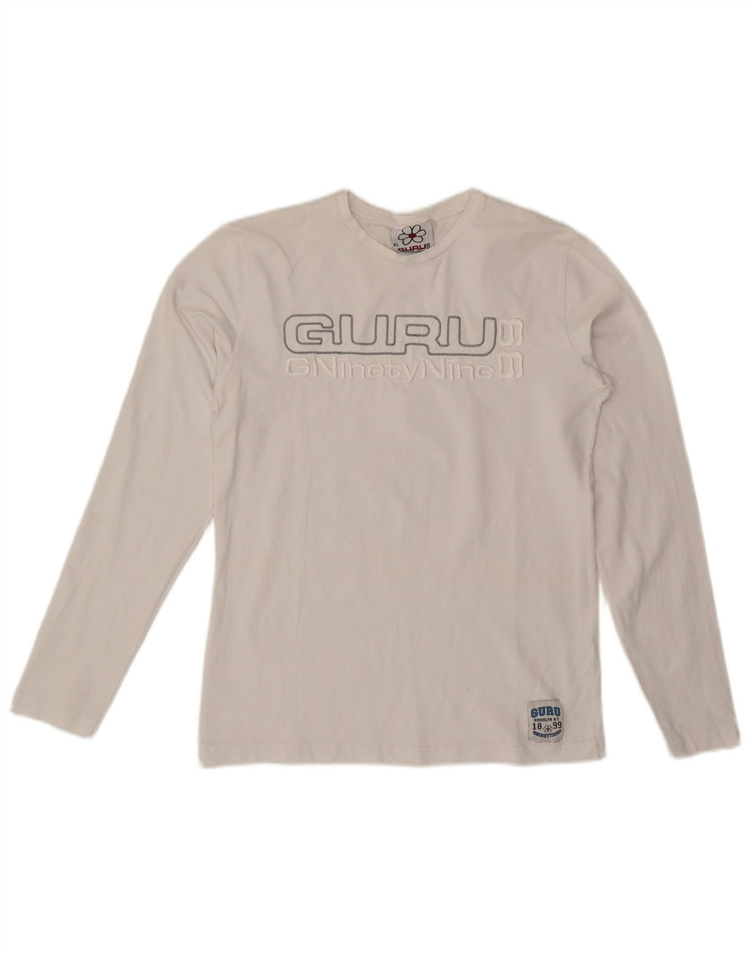 GURU Dame Grafisk Top Langærmet UK 18 XL Hvid Bomuld