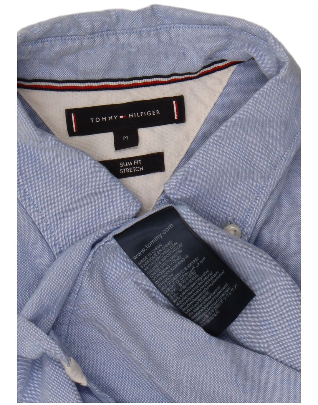 TOMMY HILFIGER Slim Fit skjorte til mænd mellemblå bomuld