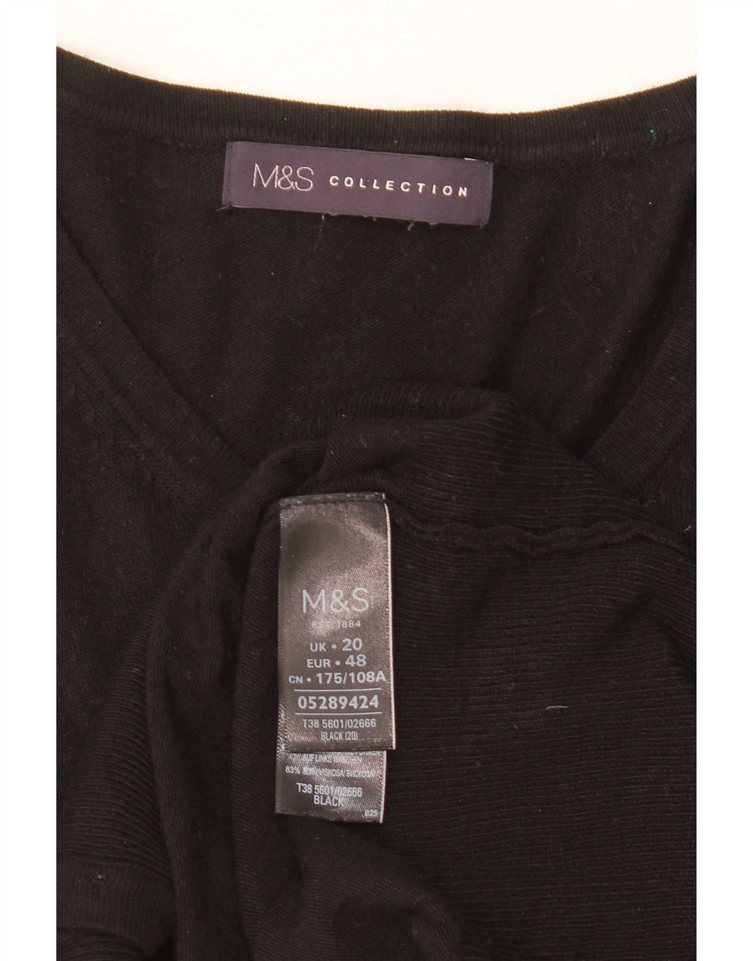 Marks & Spencer Dame Cardigan Sweater UK 20 2XL Sort Viscose