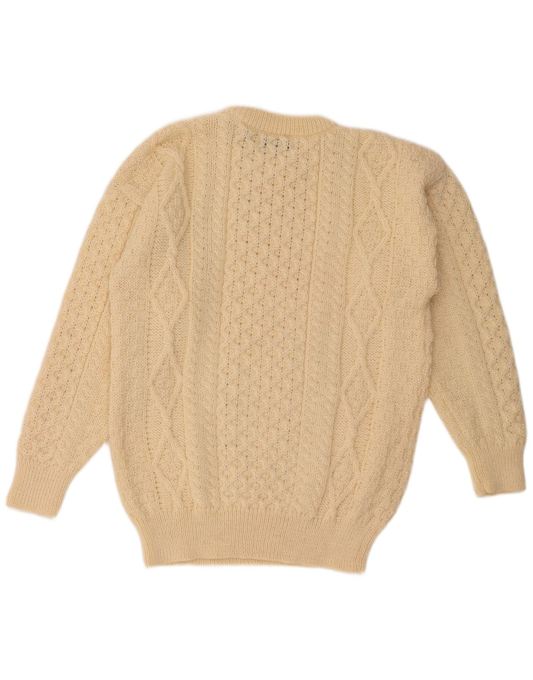 Aran Crafts Herre Crew Neck Jumper Sweater Stor Beige Uld