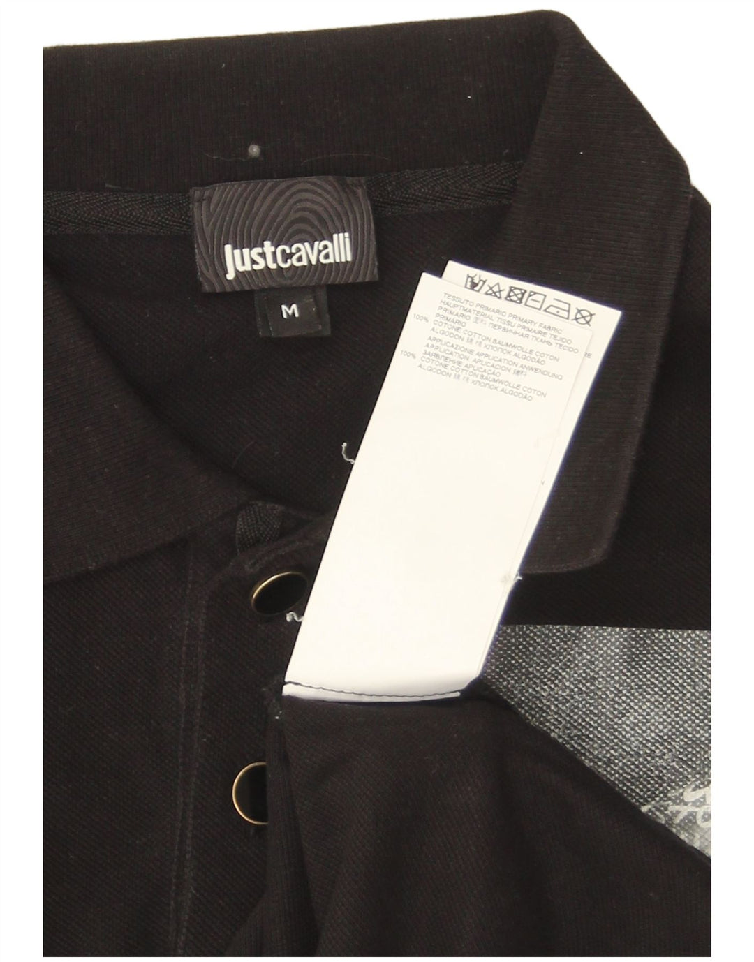 Just Cavalli Herre grafisk poloshirt Medium sort bomuldskalle