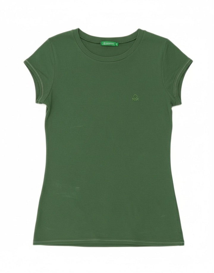 BENETTON Womens T-Shirt Top UK 12 Medium Green