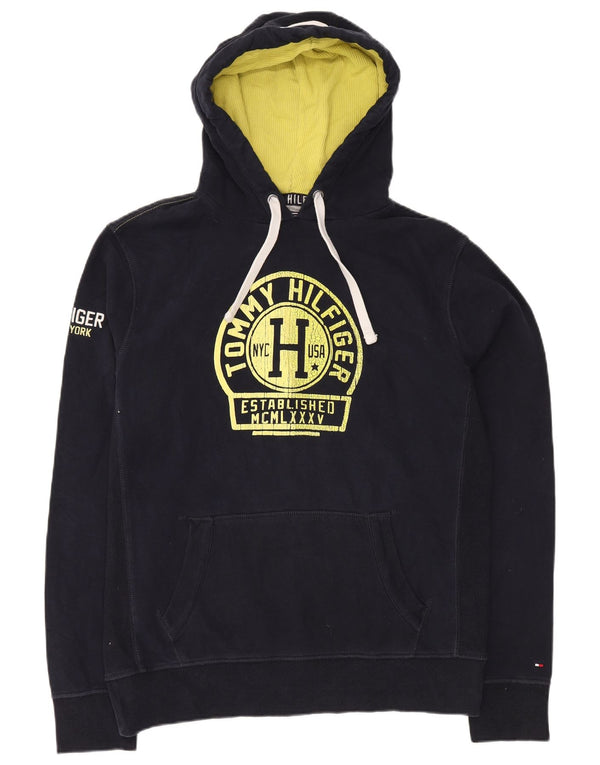 Tommy Hilfiger Dame Vintage Fit Grafisk Hoodie Jumper XL Marineblå Bomuld