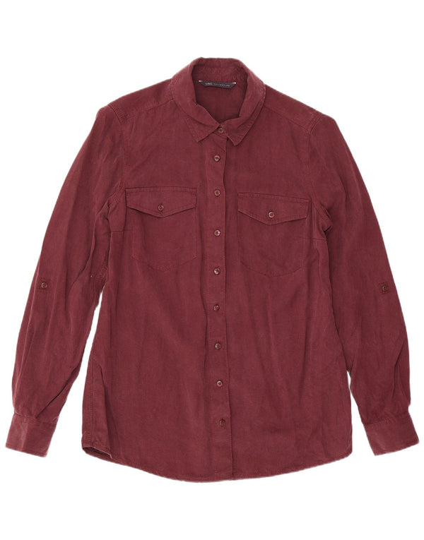 Marks & Spencer Dameskjorte UK 8 Small Burgundy Lyocell
