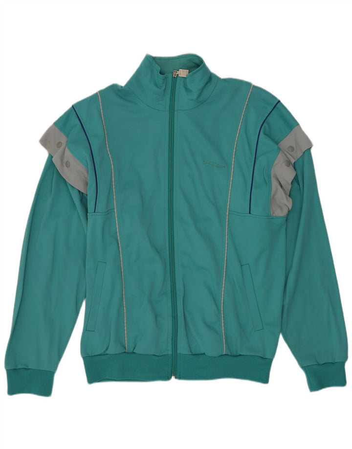 Vintage herre Regular Fit træningsdragt Topjakke Lille Grøn Colourblock Retro