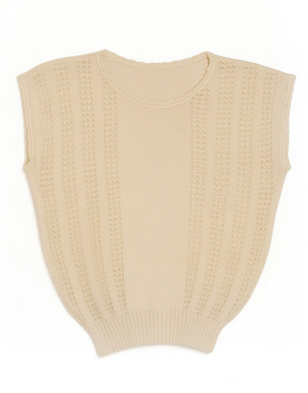 Vintage Dame Vest Tank Top UK 14 Medium Off White