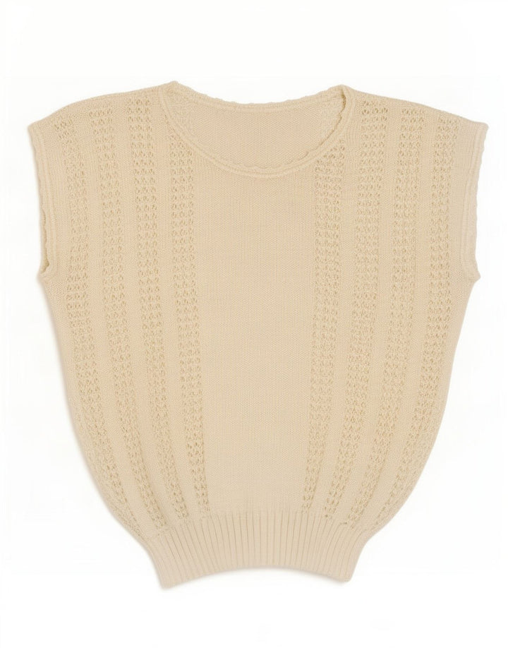 Vintage Dame Vest Tank Top UK 14 Medium Off White