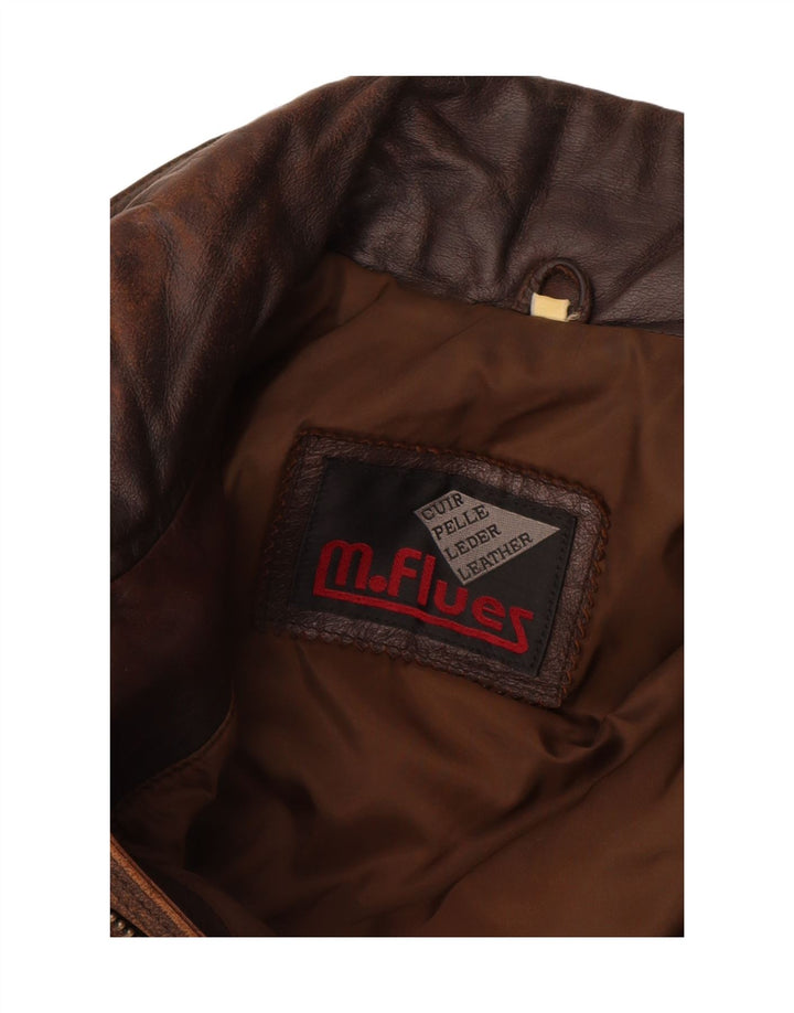 M. Flues Herre Loose Fit Læderjakke UK 38 Medium Brun Læder