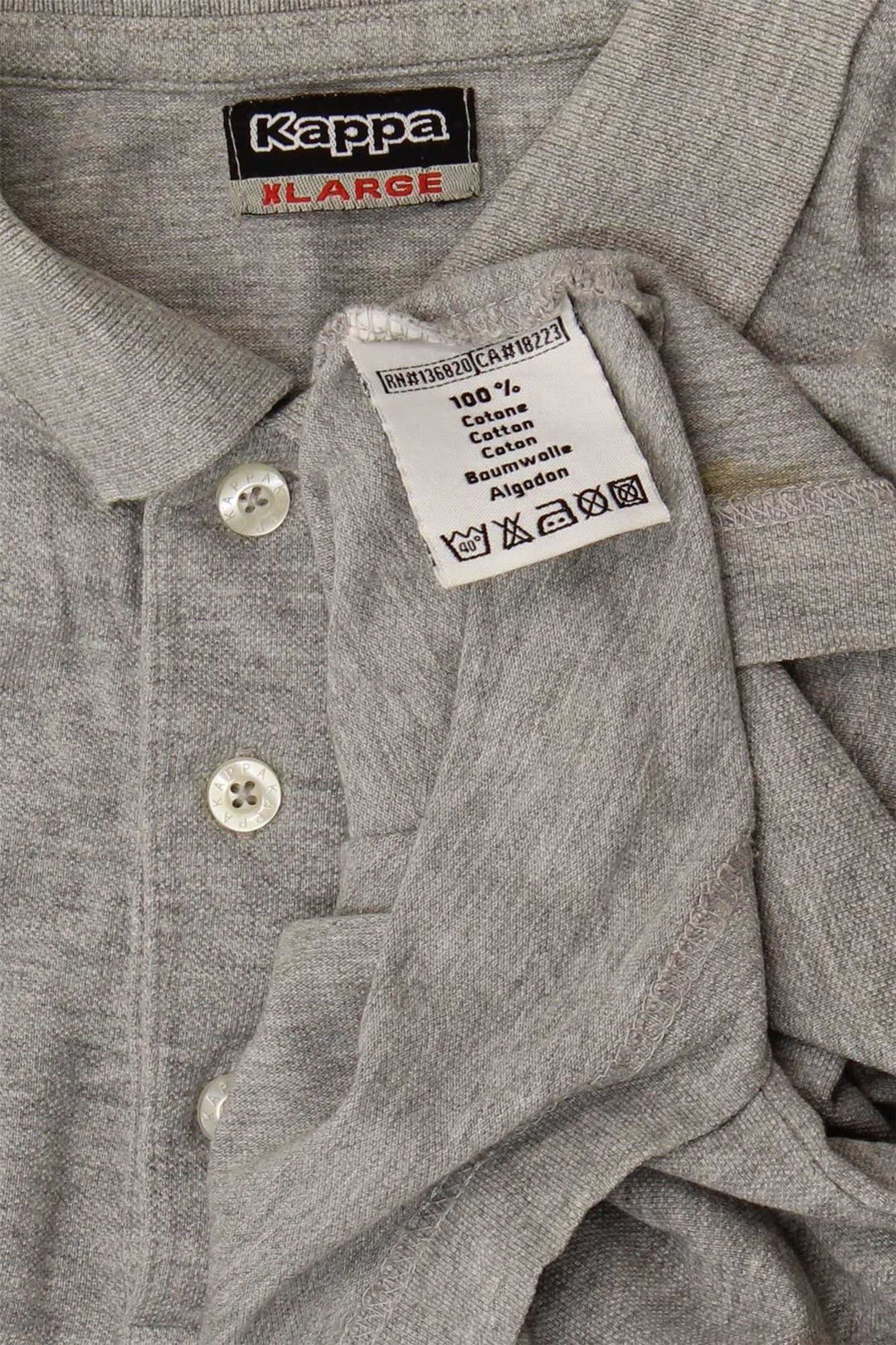 KAPPA Mens Graphic Polo Shirt XL Grey Cotton