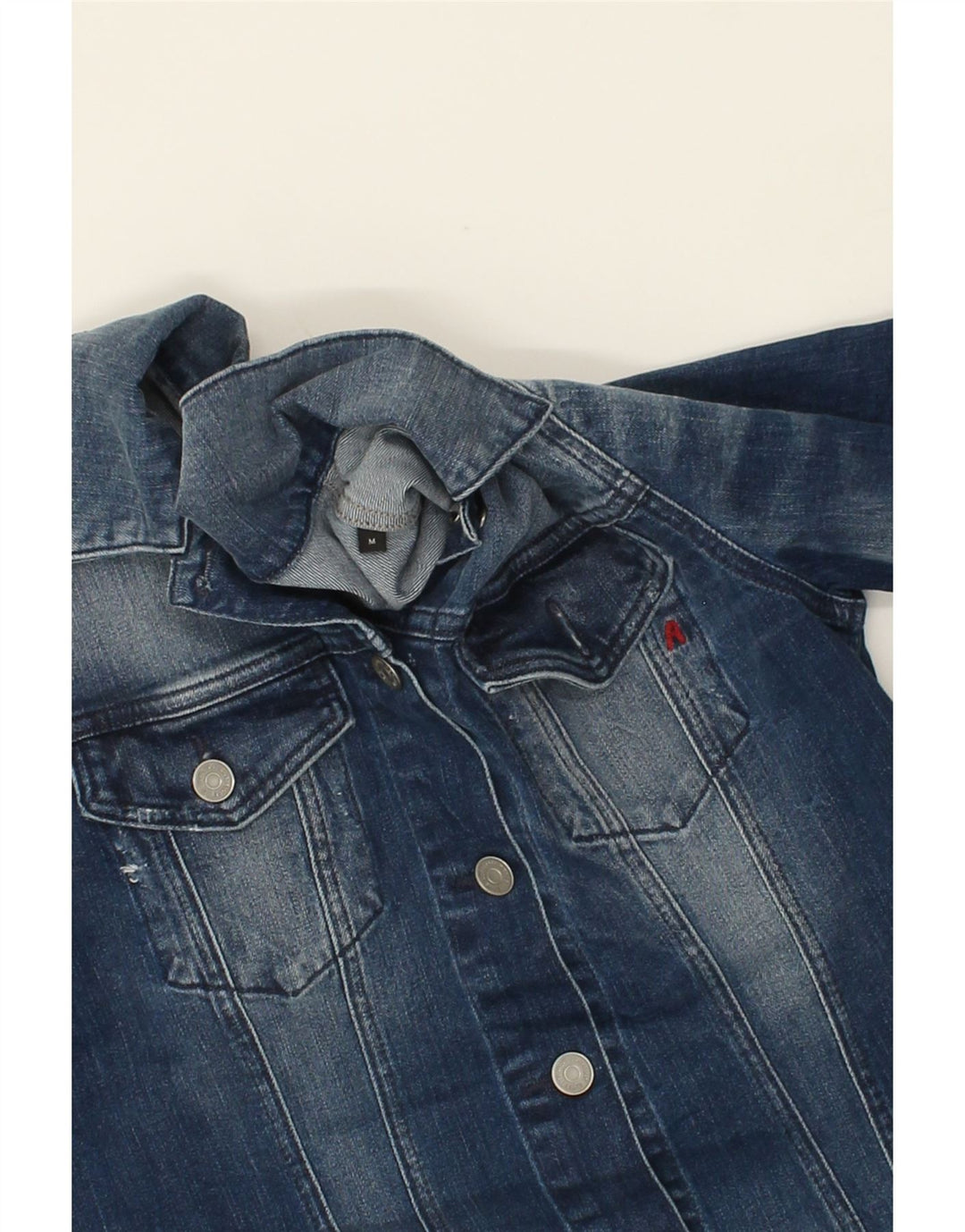 REPLAY Womens Crop Denim Jacket UK 12 Medium Blue Cotton Vintage Replay and Second-Hand Replay from Messina Hembry 