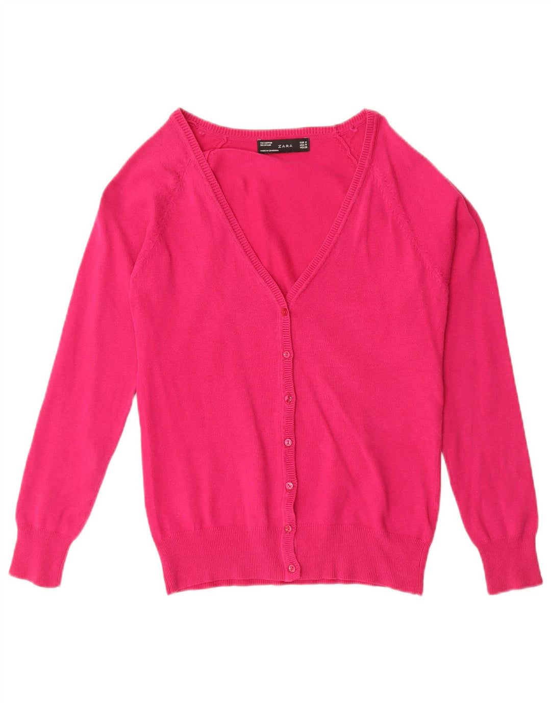 Zara Dame Cardigan Sweater UK 12 Medium Pink