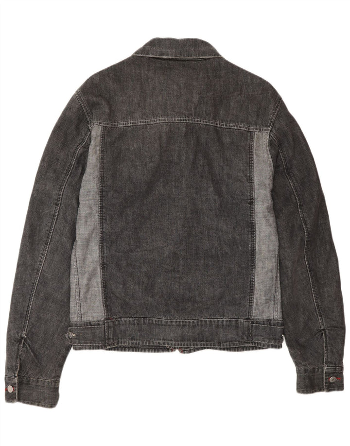 Energie Herre Denim Jacket UK 40 Stor Grå Colourblock Bomuld