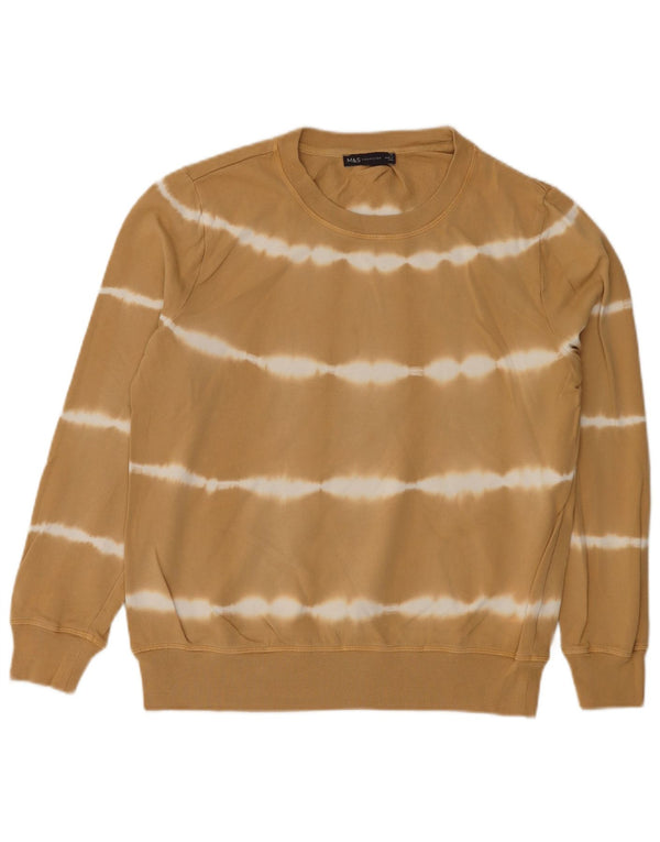 Marks & Spencer Dame Sweatshirt Jumper UK 12 Medium Beige Stribet Bomuld