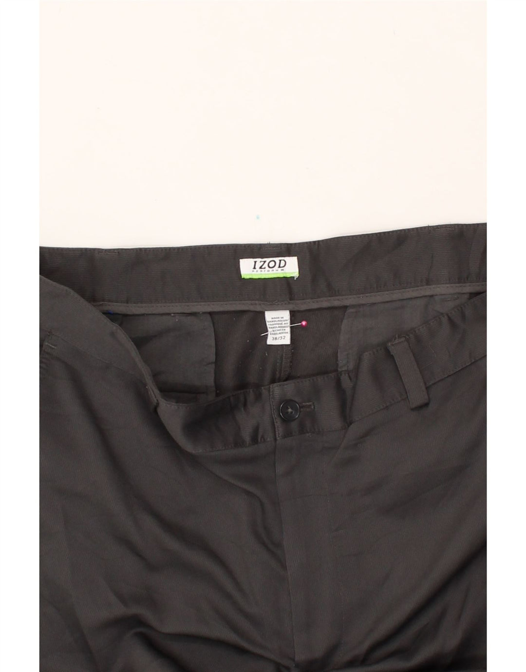IZOD Mens Straight Chino Trousers W38 L32 Black Polyester Vintage Izod and Second-Hand Izod from Messina Hembry 