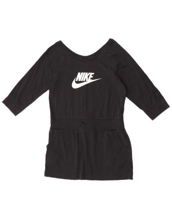Nike piger grafisk 3/4-ærmet T-shirtkjole 13-14 år XL sort bomuld