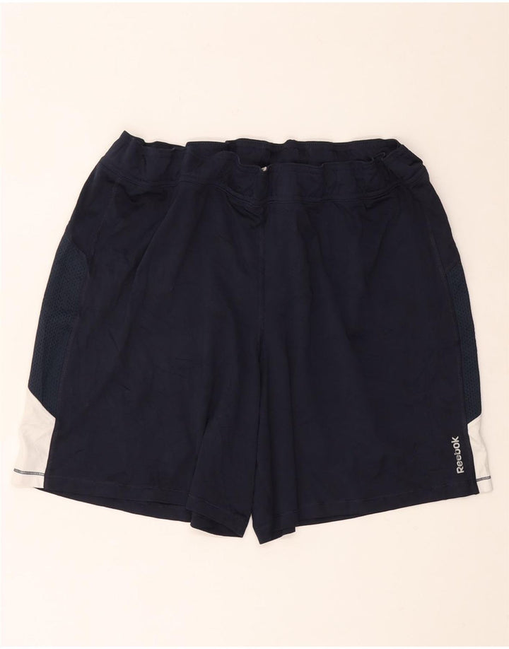 REEBOK Sportsshorts til kvinder UK 16 Large Navy Blue Colourblock Polyester