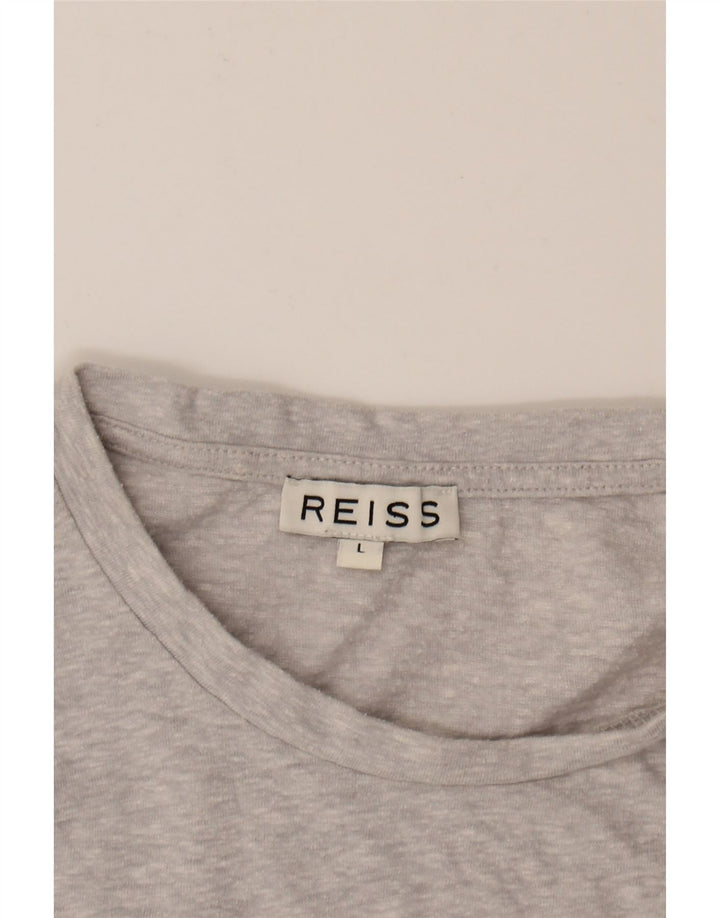 REISS Womens T-Shirt Top UK 16 Large Grey Flecked Polyester Vintage Reiss and Second-Hand Reiss from Messina Hembry 