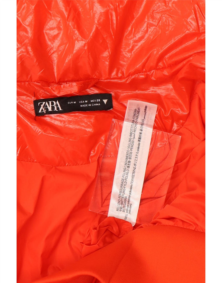 Zara Womens Crop Polstret jakke UK 14 Medium Orange Polyester